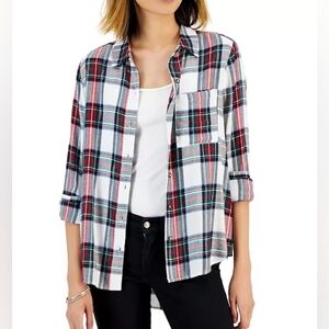 American Eagle Plaid Button-Up Shirt Size M